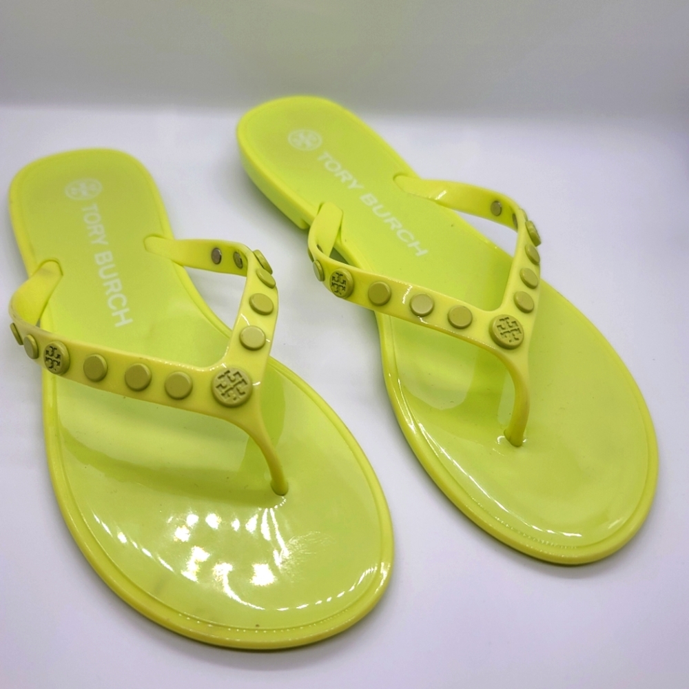 Tory BurchStudded Jelly Sandal In Lime Sherbet size 7